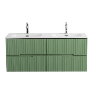 База под раковину Cezares подвесная с четырьмя выкатными ящиками для раковины с двумя чашами, Фисташковый Софт, 1200x457x500, DUET-N-1200-4C-SO-2-PS-P